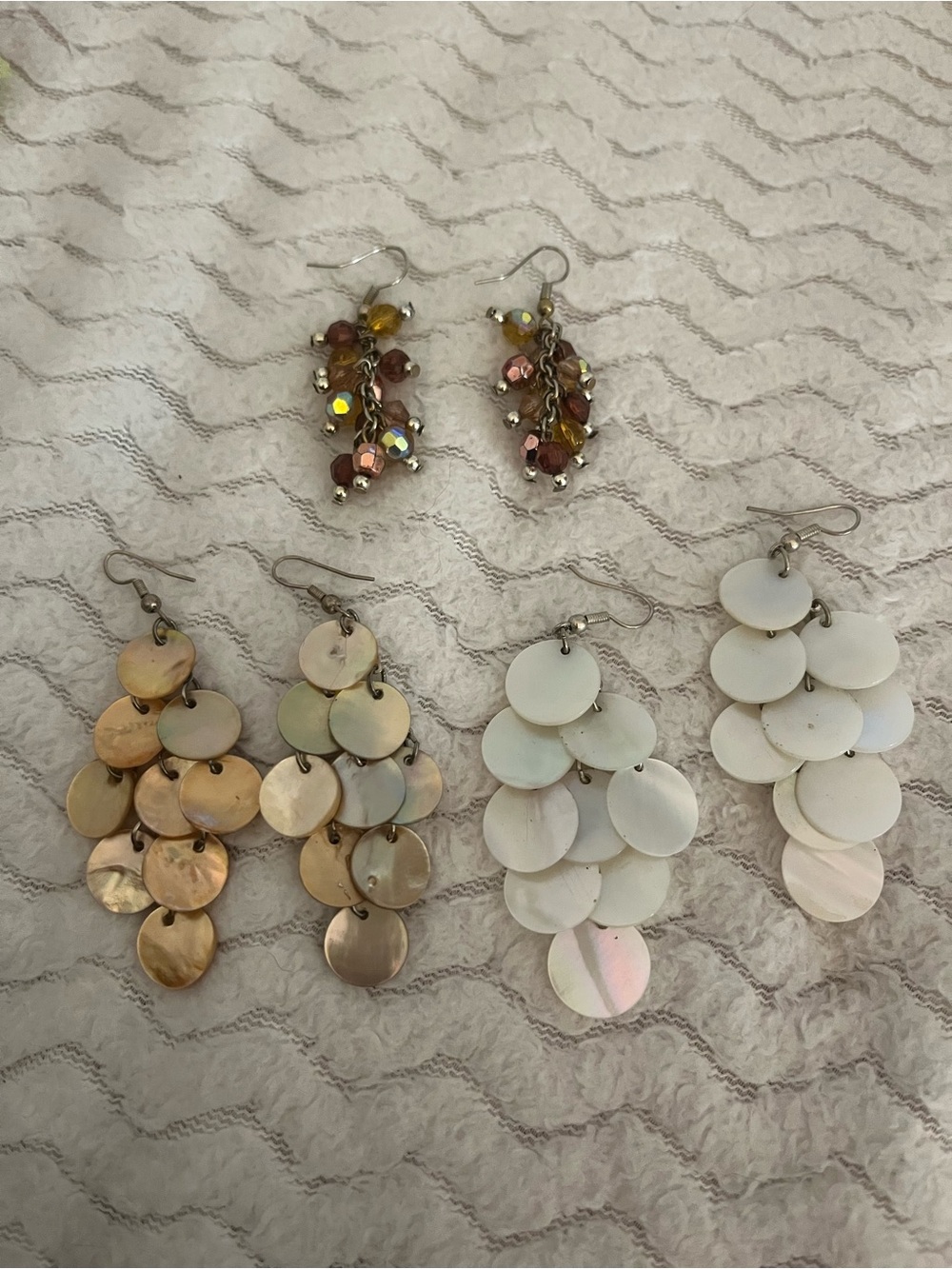 Assorted Women’s Dangle Shell & Bead Earrings - Gold, Ivory, Brown